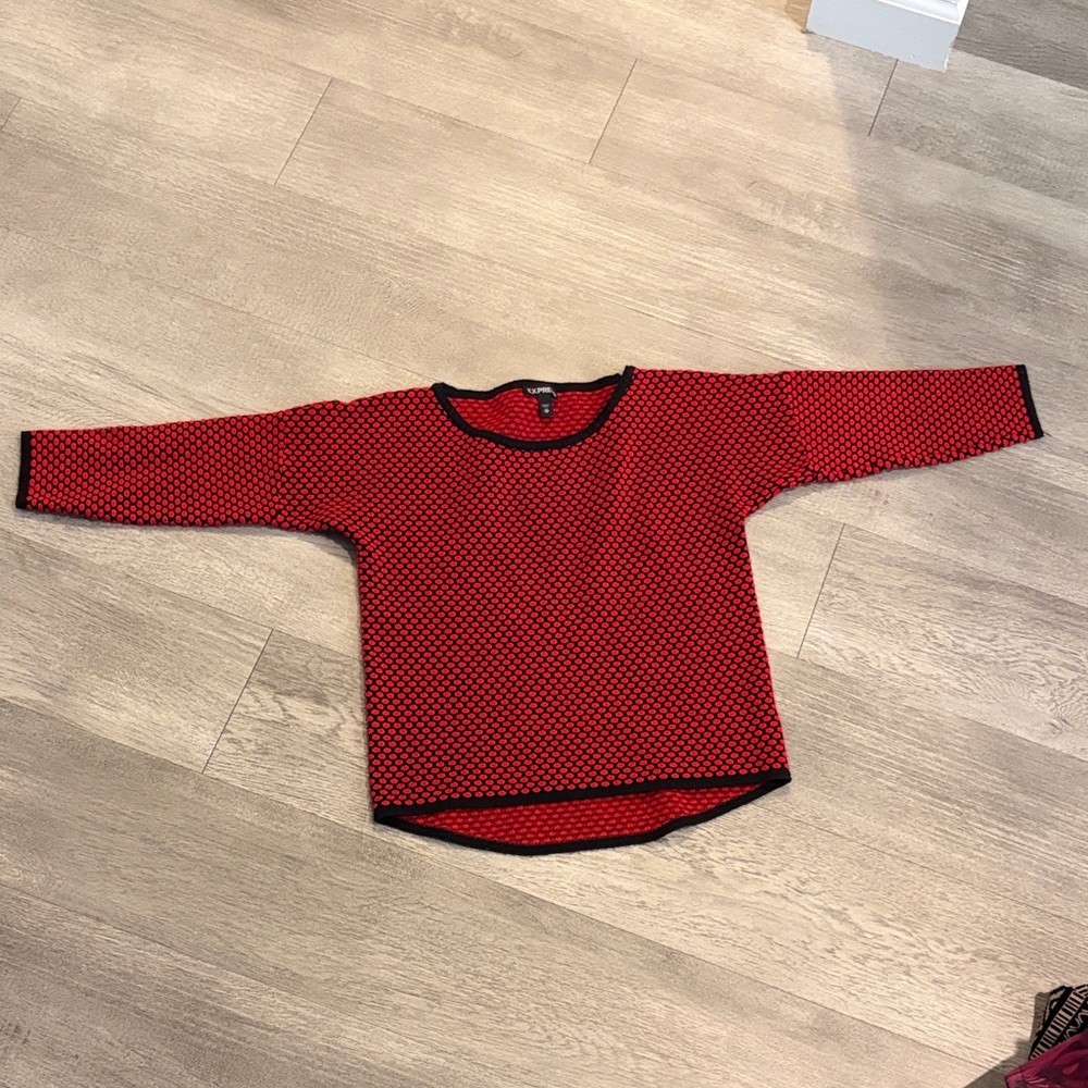 Express Red and Black Long Sleeve Tee